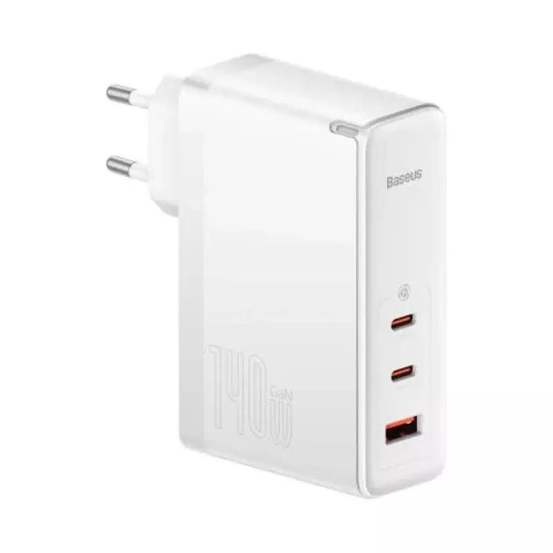 Baseus Travel Charger GaN5 Pro Fast Wall Charger, C+C+U, 140W, blanco, conector EU (CCGP100202)