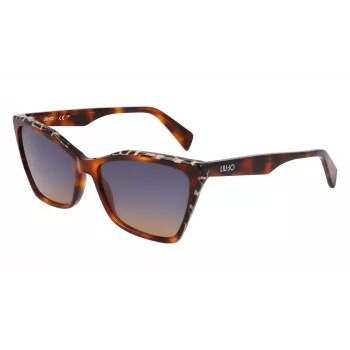 LIU JO Gafas de sol para mujer LJ796S-245 – montura mariposa de acetato havana con lentes degradadas marrones, 58/15/135 mm