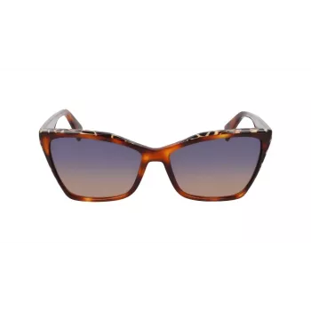 LIU JO Gafas de sol para mujer LJ796S-245 – montura mariposa de acetato havana con lentes degradadas marrones, 58/15/135 mm