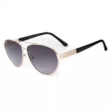 Gafas de sol unisex Guess GF0414-6032B cuadradas, montura negra brillante, lente degradada marrón, 60/12/140 mm