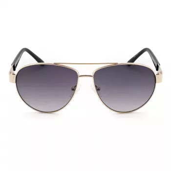 Gafas de sol unisex Guess GF0414-6032B cuadradas, montura negra brillante, lente degradada marrón, 60/12/140 mm
