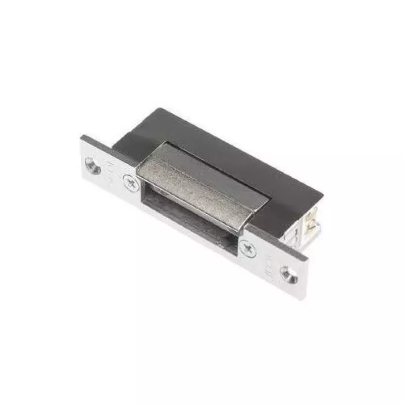 SCOT ES-S12AC/DC-B PROFI cerradero eléctrico simétrico con cerradura, 12V AC/DC, Fail-Secure, fuerza de retención de 3000N, gris/plata