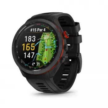 Garmin Approach S70 47mm Golf GPS Smartwatch – bisel de cerámica negro/rojo con correa de silicona negra