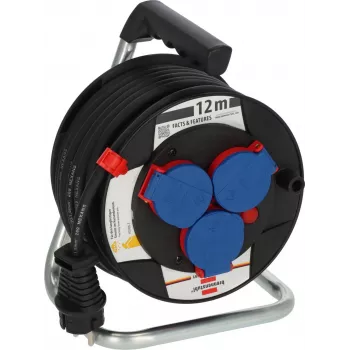 Brennenstuhl Garant 180 enrollacables 12 m, H07RN-F 3G1.5, negro, 9123020115