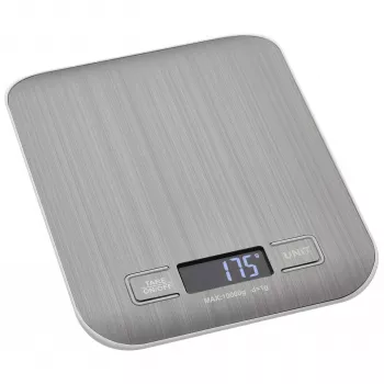 TFA Dostmann AMARETTI balanza de cocina digital, capacidad 10 kg, precisión 1 g, plateada (50.2004.54)