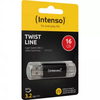 INTENSO Twist Line 16 GB memoria USB antracita/transparente USB-A 3.2 Gen 1 USB-C 3.2 Gen 1