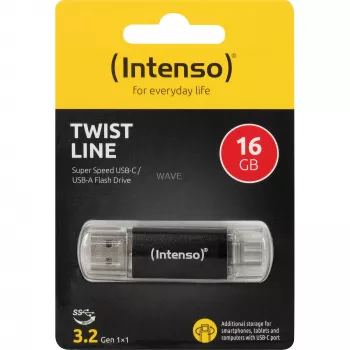 INTENSO Twist Line 16 GB memoria USB antracita/transparente USB-A 3.2 Gen 1 USB-C 3.2 Gen 1