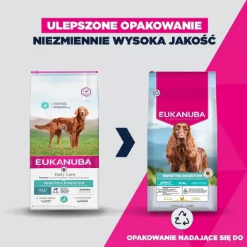 Pienso seco Eukanuba Special Care Sensitive Digestion para perros adultos de razas pequeñas y medianas, cordero y arroz, 12 kg