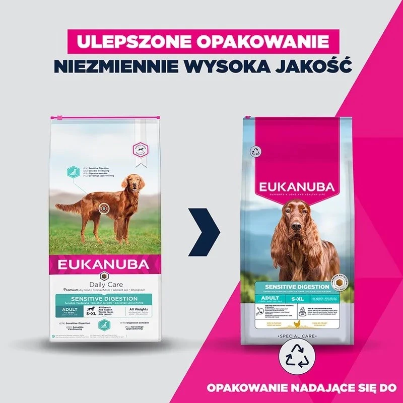 Pienso seco Eukanuba Special Care Sensitive Digestion para perros adultos de razas pequeñas y medianas, cordero y arroz, 12 kg