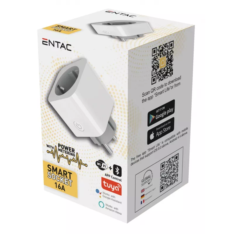 ENTAC Enchufe inteligente WiFi con monitorización de energía blanco
