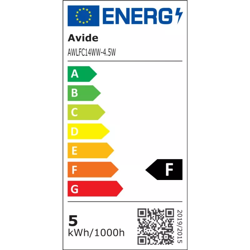 Avide Bombilla LED filamento vela 4,5W E14 blanco cálido 2700K