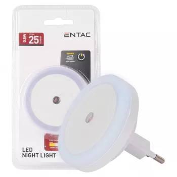 ENTAC Luz nocturna 0,5W redonda blanco frío con sensor crepuscular