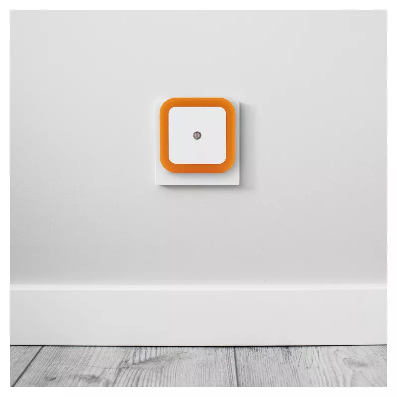 ENTAC Luz nocturna 0,5W cuadrada blanco cálido naranja sensor crepuscular