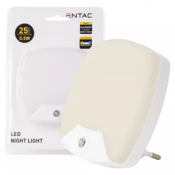 ENTAC Luz nocturna 0,5W cuadrada blanco cálido con sensor crepuscular