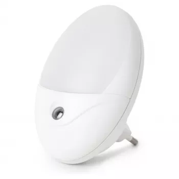 ENTAC Luz nocturna LED 0,5W ovalada blanco cálido con sensor crepuscular