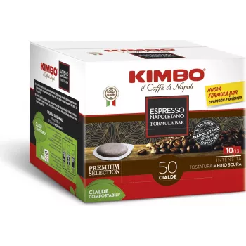 Kimbo NAPOLETANO 44mm ESE Pads 50 pods x 7g café molido tueste oscuro