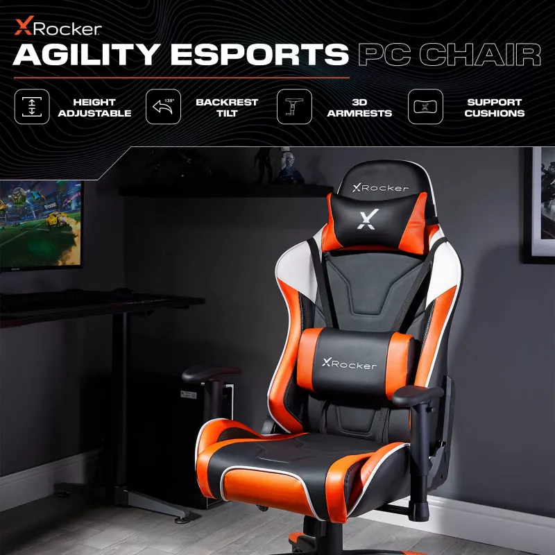 X Rocker Agility Silla de escritorio gaming eSports - Negro/Naranja