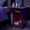 X Rocker Mesita de noche gaming con iluminación LED RGB, Gris/Rojo