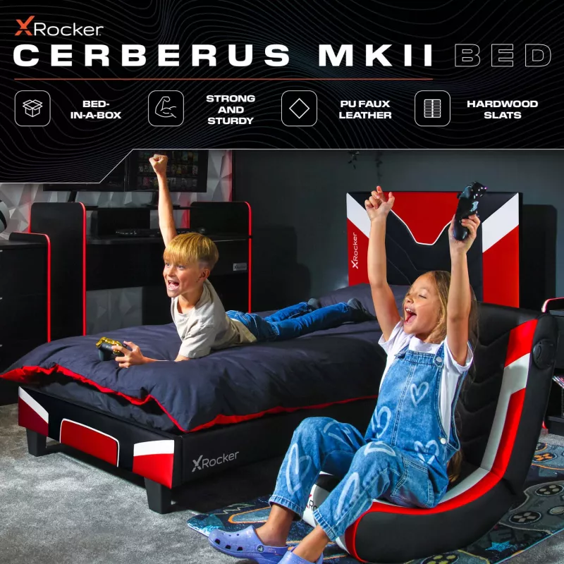 XROCKER cama individual Gaming & Racing 90x190cm roja piel sintética