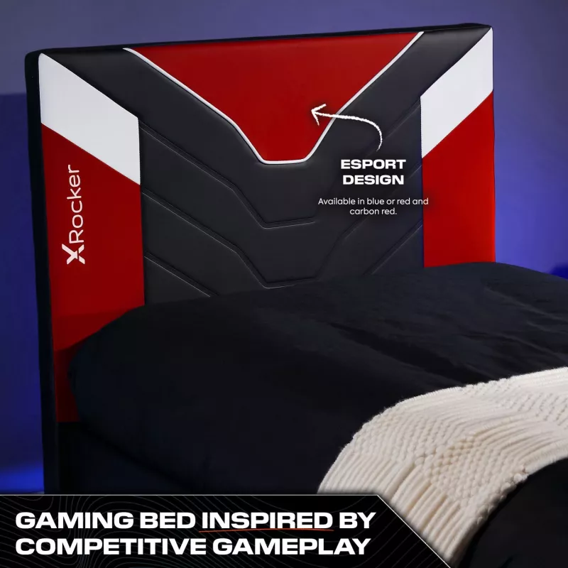 XROCKER cama individual Gaming & Racing 90x190cm roja piel sintética