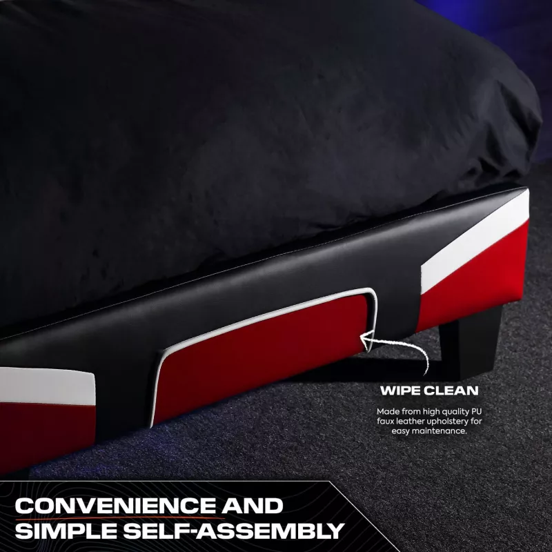 XROCKER cama individual Gaming & Racing 90x190cm roja piel sintética