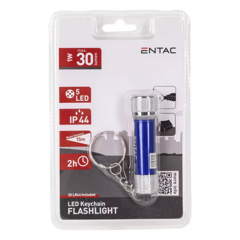 ENTAC Llavero linterna 5 LED Azul