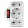 ENTAC Adaptador de enchufe de pared 2x Euro 1x Schuko con interruptor Blanco