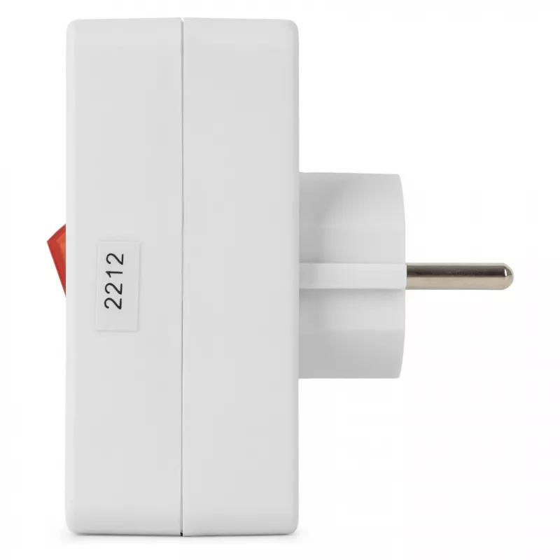ENTAC Adaptador de enchufe de pared 2x Euro 1x Schuko con interruptor Blanco