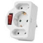 ENTAC Adaptador de enchufe de pared 2x Euro 1x Schuko con interruptor Blanco