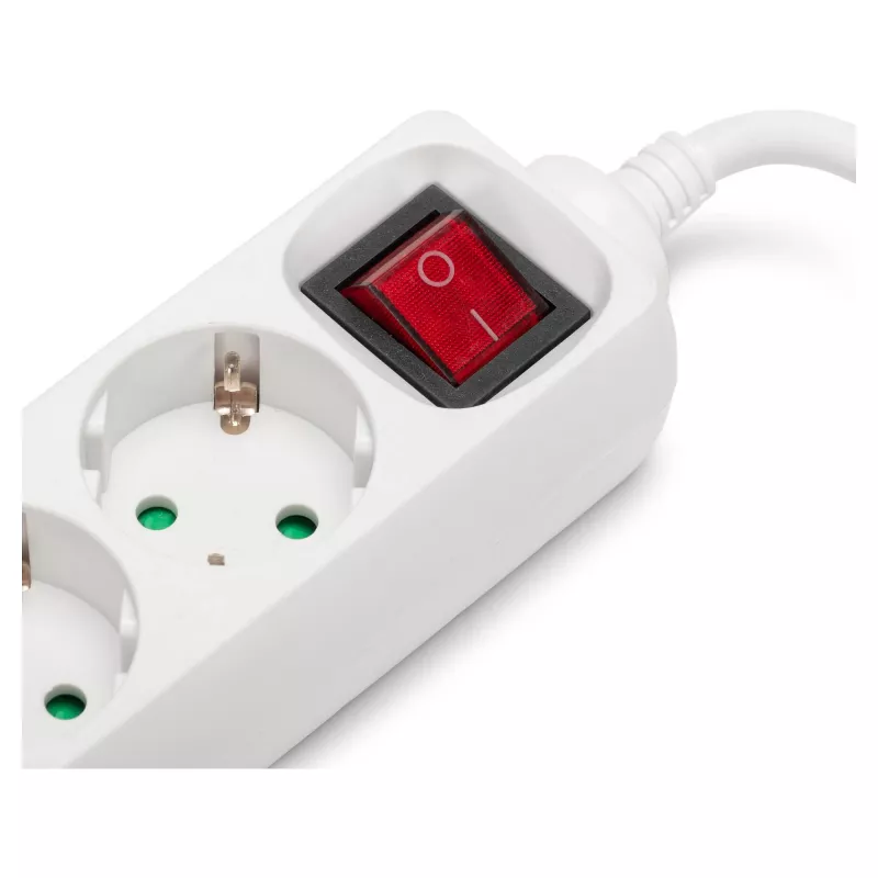 ENTAC Regleta de enchufes 3 tomas con USB 1,5 m interruptor Blanco