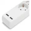 ENTAC Regleta de enchufes 3 tomas con USB 1,5 m interruptor Blanco