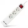 ENTAC Regleta de enchufes 3 tomas con USB 1,5 m interruptor Blanco