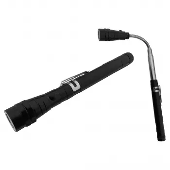 ENTAC EFL-1W-FLEX-ALU Linterna LED 1 W con cuello telescópico, aluminio, Negro