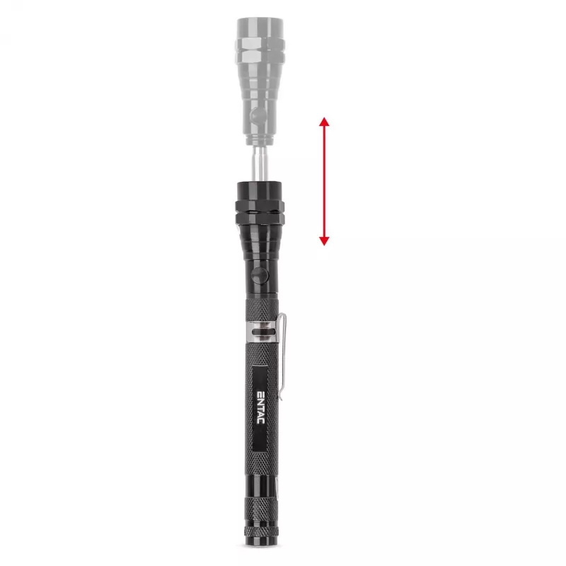 ENTAC EFL-1W-FLEX-ALU Linterna LED 1 W con cuello telescópico, aluminio, Negro