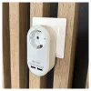 ENTAC Adaptador de enchufe con 2x USB-A Blanco