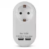 ENTAC Adaptador de enchufe con 2x USB-A Blanco