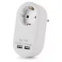 ENTAC Adaptador de enchufe con 2x USB-A Blanco