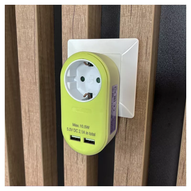 ENTAC Adaptador de enchufe con 2x USB-A Lima
