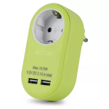 ENTAC Adaptador de enchufe con 2x USB-A Lima