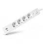 ENTAC Regleta 4 tomas con 1x USB-A y 1x USB-C, 1,5 m blanca