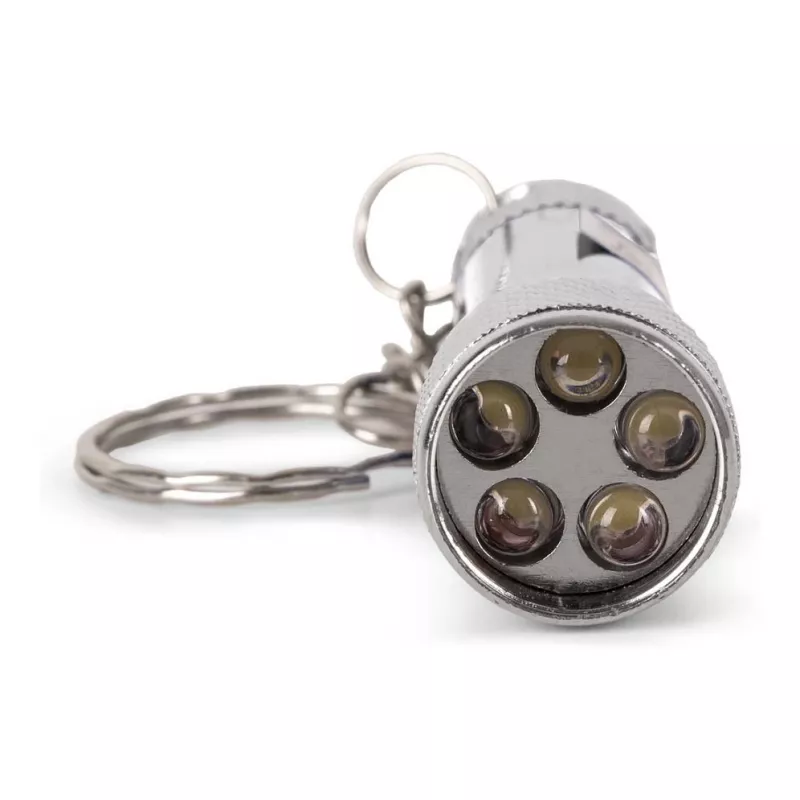 ENTAC Llavero linterna 5 LED plateado