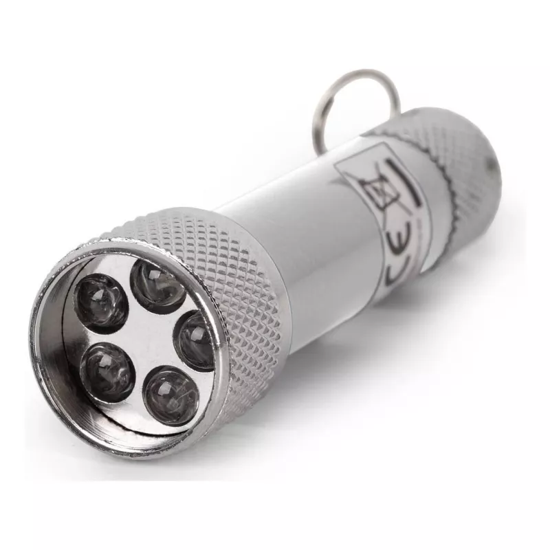 ENTAC Llavero linterna 5 LED plateado