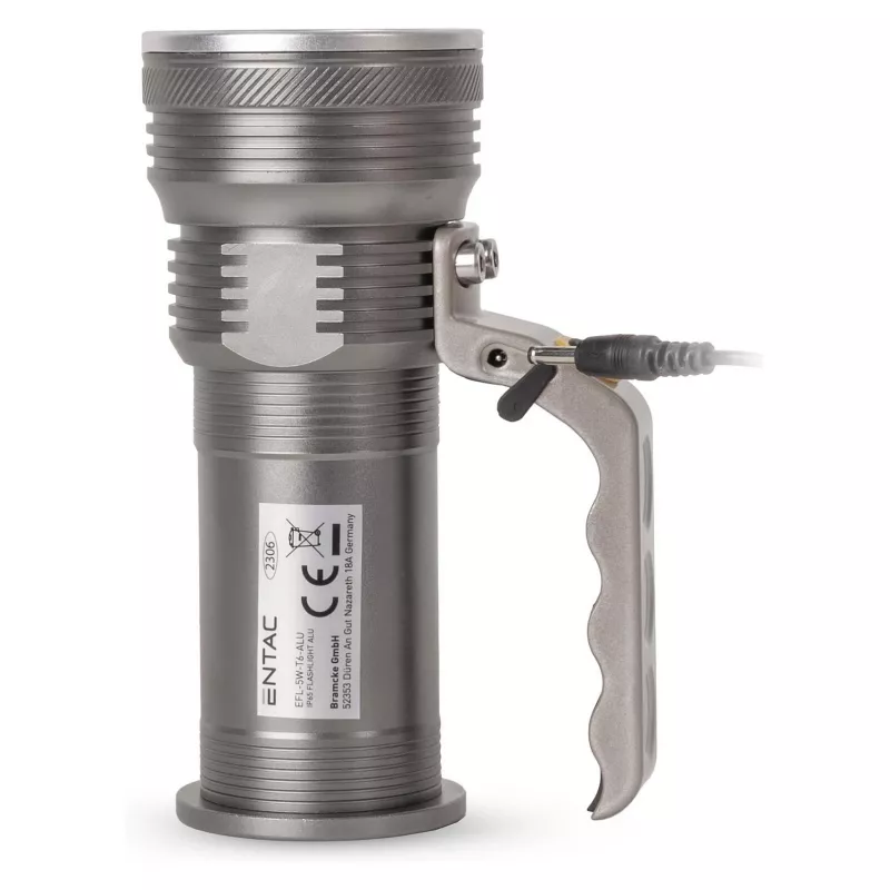 ENTAC Linterna LED 5W T6 aluminio 2x18650 incl. cargador de red