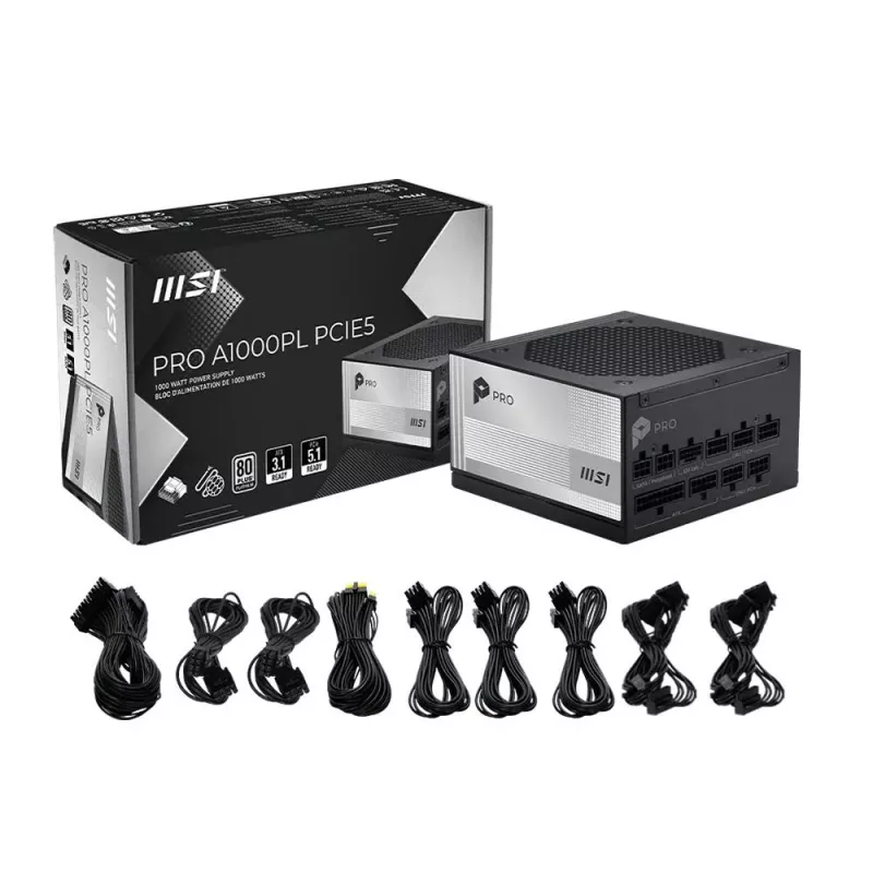 MSI PRO A1000PL PCIE5 1000W 80 PLUS Gold Fully Modular ATX 3.0 Fuente de alimentación