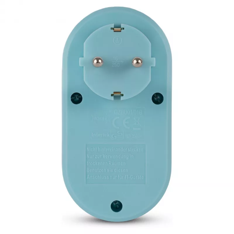 ENTAC Adaptador de enchufe con 2x USB-A azul
