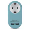 ENTAC Adaptador de enchufe con 2x USB-A azul