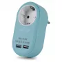 ENTAC Adaptador de enchufe con 2x USB-A azul
