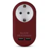 ENTAC adaptador de enchufe con 2x USB-A burdeos