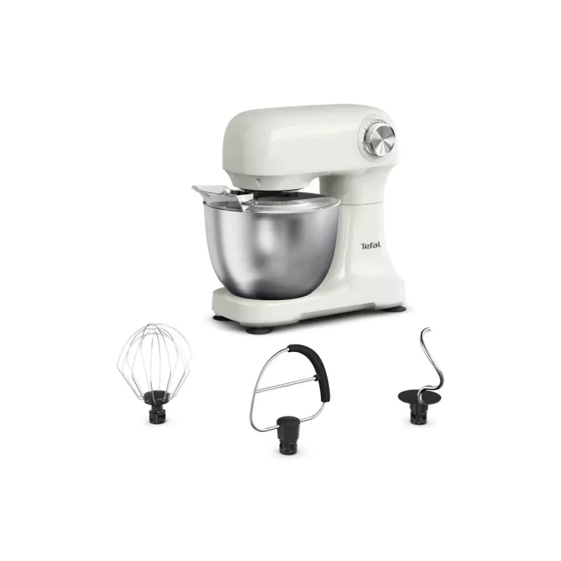 TEFAL QB140AF0 Bake Easy Batidora de pie, 500 W, 12 velocidades, Bol 3,5 L, Beige