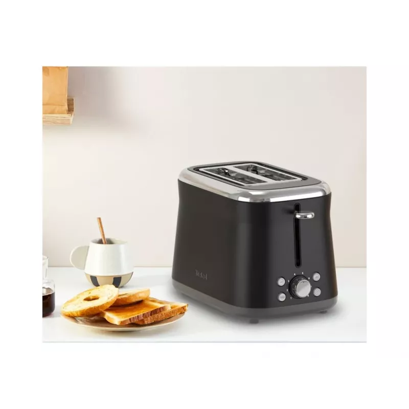 TEFAL Tostadora TT7208E0 Collection Retro 850 W 2 ranuras Acero inoxidable Negro